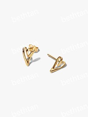 Organically Shaped Heart Stud Earrings